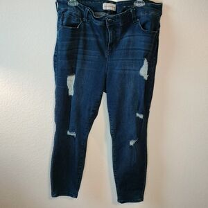 Molly & Isadora Cuzco Dark Wask Mid Rise Skinny Distressed Jeans Sz 18W